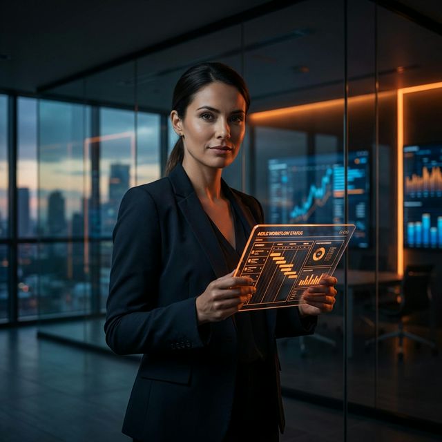 Professional using a high tech tablet application